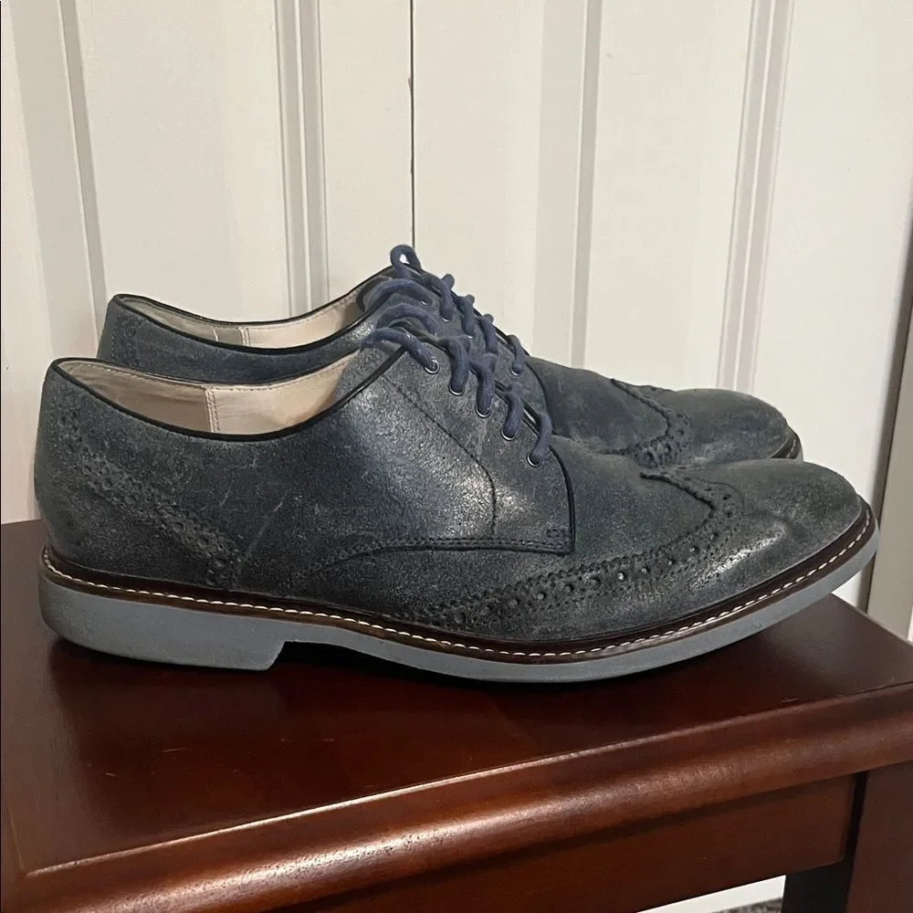 Cole Haan Nike Air Blue Leather Wing Oxford Mens Shoes 10